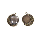 30pcs/set Moon Rotation Double Sided  Round Pendant Trays Glass Cabochon Base 3C
