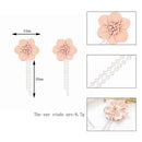 Pink Flower Dangles Earrings Korean Elegant Long Ear Drop for Girl Jewelry Women