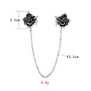 Alloy Rose Sweater Collar Clip Cardigan Clasp Duck Mouth Clip with Chain