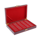 Wood Coin Display Box for 50 Coins, with Coin Gaskets for Protection - Wooden