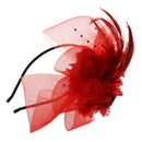 Red feather flower gauze beads headband Z7Q5
