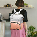 Stripe Hit Color Mommy Backpacks Maternity Baby Nursing Diaper Bags (Pink)
