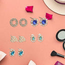 5pairs/set Rhinestone Oval Heart Ear Stud Women Round Earrings Jewelry Gift A