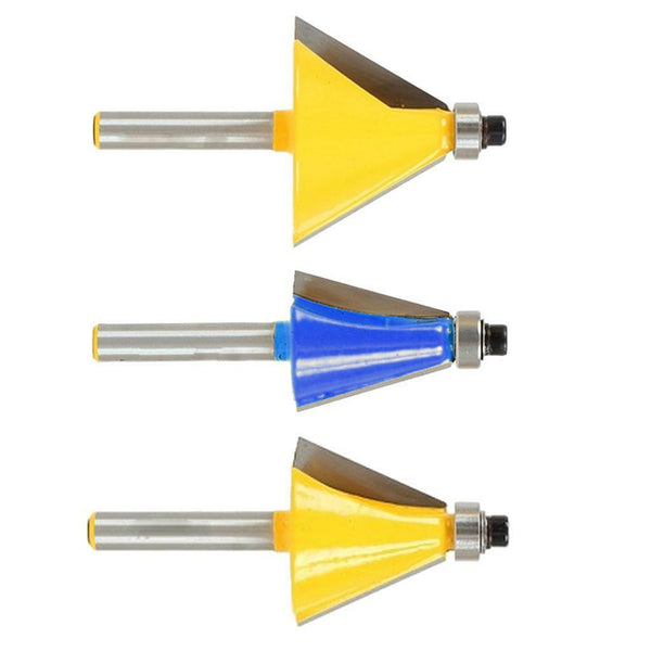 3Pcs Chamfer & Bevel Edging Router Bit Top Beading Cutter - 1/4" Shank
