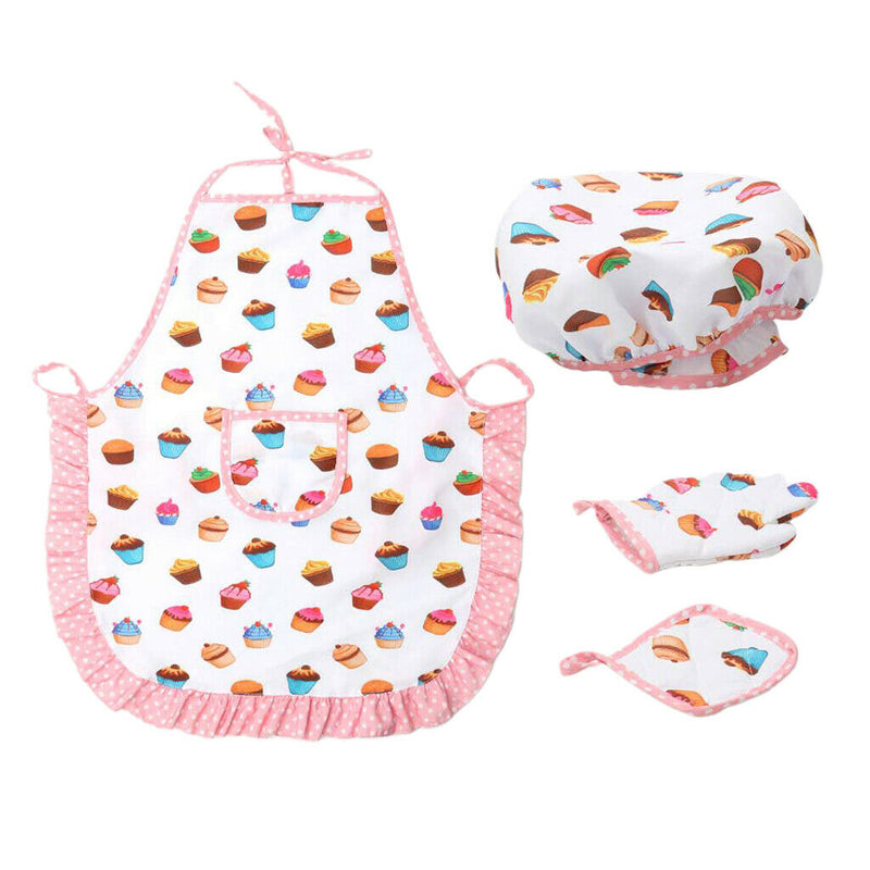 2 Sets Kids Baking Sets for Girls, Real Kids Cooking Set with Hat and Apron,