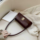 Classic Women Handbag Leather Retro Shoulder Bag Shopping Tote (Dark Brown) A