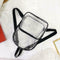 Transparent PVC Backpacks Women Clear School Knapsack Shoulder Bags (Black)
