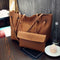 2pcs/set Women Litchi Pattern Handbags Solid Color Clutch (Light Brown)