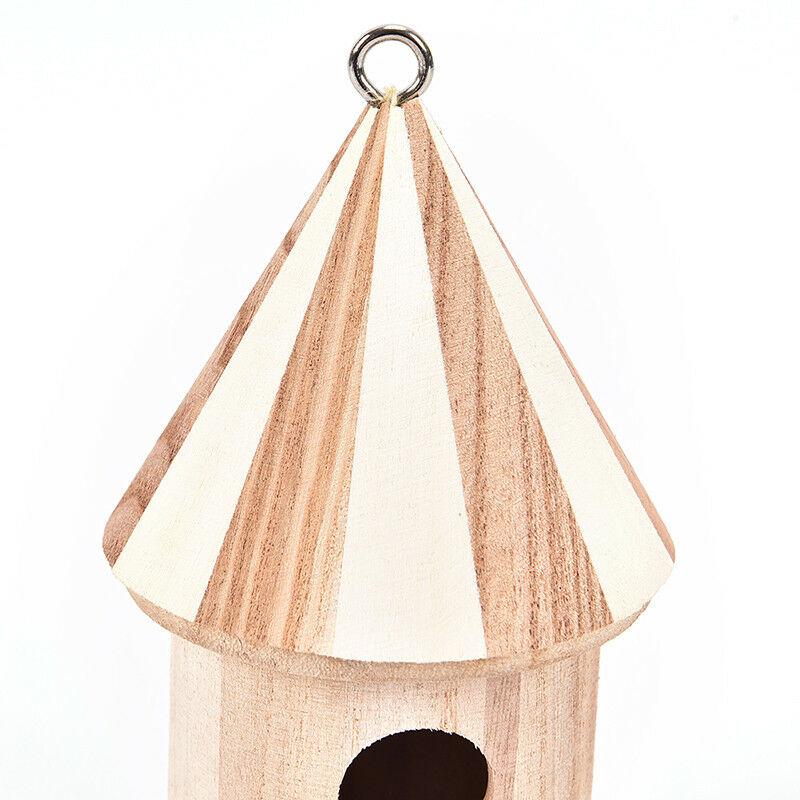 Wooden Bird House Birdhouse Hanging Nest Nesting Box W/ Hook Home Garden Decor Z