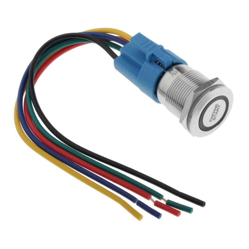 Waterproof Latching Engine Start Switch Symbol Power for Vehicle Red Light