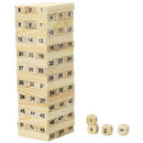 54 Pieces Wooden Block Stacking Game with Numbers and Dice E2J2