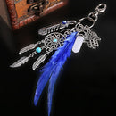 Dream Catcher Boho Style Tassel Feathers Palm Pendant Keyring Keychain