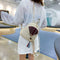 Ethnic Tassel Decor Travel Backpacks Women Straw Shoulder Knapsack (White)