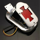 Motorcycle Rear Brake Taillight Red Chrome 12V Universal Cross Pattern