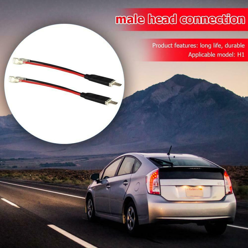 2x H1 LED Headlight Wiring Harness Male Plug Single Diode Converter Wire Cables