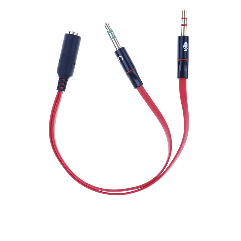 Y-Splitter 1Female to 2Male 3.5mm Mic Stereo Audio Adapter Audio Cable For PC TE