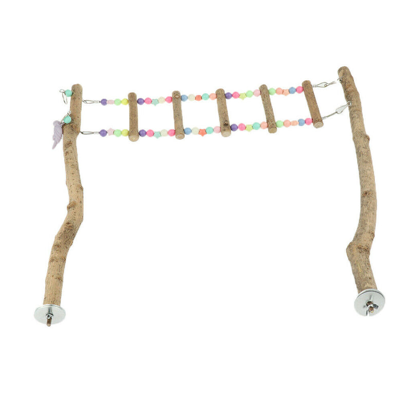 Natural Wood Bird Standing Climbing Ladder & PerchToy Set for Large Medium