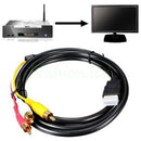 S*5 Feet 1.5M 1080P HDTV HDMI Male to 3 RCA Audio Video AV Cable Cord Adapter&