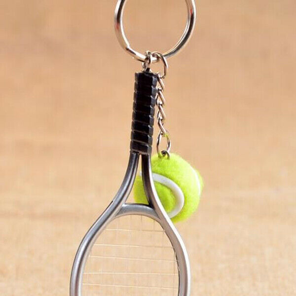 1 piece Mini Tennis Racket Keychains Creative Alloy Tennis Ball Racket Keyr S1Q5