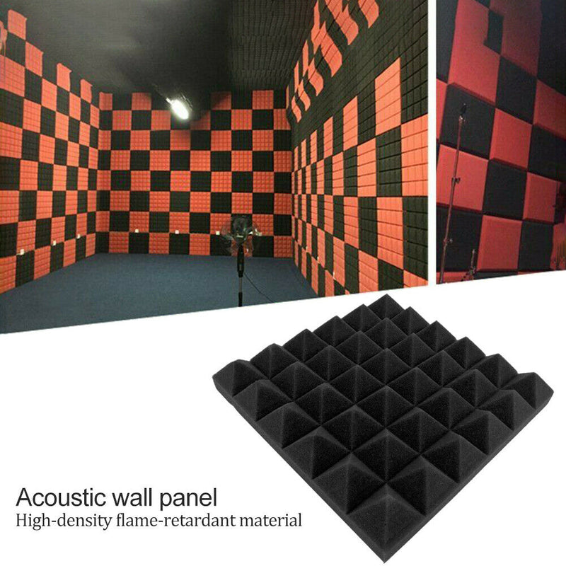 10pcs Soundproofing Foam Pads Studio Room Sound Treatment Foam (Black) A