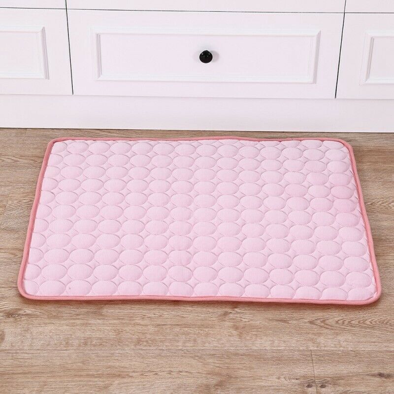 Pet Pad Summer Cooling Mat Dog Beds Mats Blue Pet Ice Pad Cool Cold Silk Mo A5V4