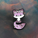 Cartoon Cute Fox Brooch Flower Badges Jacket Clothes Jewelry Gift (Black)