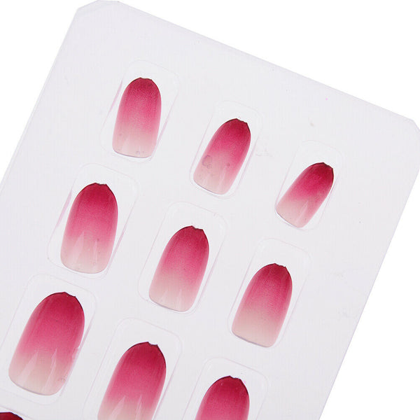 24Pcs Acrylic artificial design full size cover false beautiful nails art tiU Gw