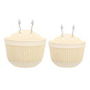 Plastic Rattan Hanging Plant Basket Garden Flower Pot with Hook Beige M
