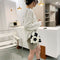Women Plush Shoulder Crossbody Bag Mini Drawstring Clutch (Flower Printed)
