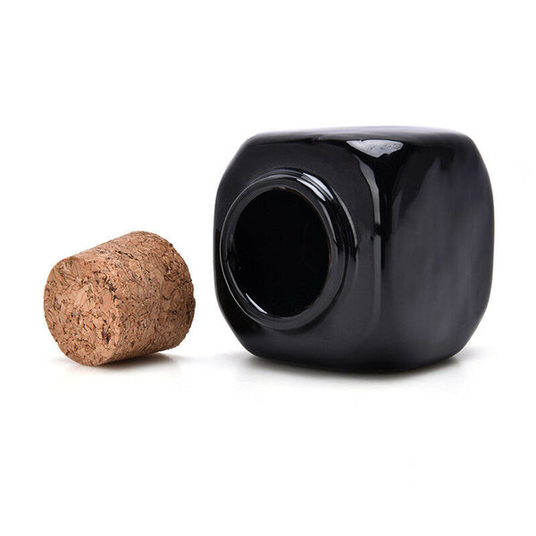 1pc Ceramic Glass Dappen Dish Bottle Liquid   Bowl Cup With Wood Lid SP