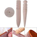3Pcs Solid Leathercraft Tool Edge Slicker Round Wood Slicking Burnishing Leather