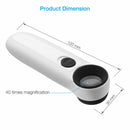 40X Magnifying Loupe Jewelry Jewelers Pocket Magnifier Loop Eye+leather bag 2led