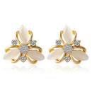 Opal Flower Hollow Out Necklace Earrings Jewelry Sets For Wedding Party YA BX