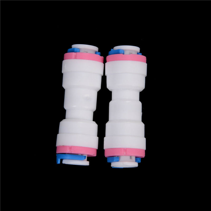 2PCS 1/4" - 1/4" OD Tube PE Pipe Straight Non-return Valve Quick Connector JR