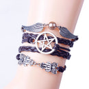 Hot Owl Angel Wings Infinity Hand Chain Braided Rope Punk Bracelet Se ^P Ew