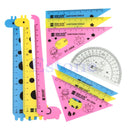 1 Set Cute New Cartoon Giraffe Animal Students' Ruler TriangleRuler Meter Ruler