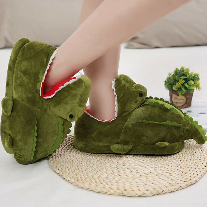 Animal Slippers for Kids and Adults, Fun Costume Cozy Furry Crocodile Slippers
