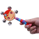 1pc Baby Kids Rainbow Wooden Handle Bell Jingle Stick Shaker Rattle Toys