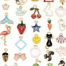 30PCS Mixed Enamel Beads Pendants Charms Craft DIY Jewelry FindinME
