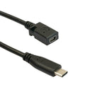 30cm Black PVC Type C-USB 3.1 Male To Female Charging Data