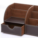 7 Storage Compartments Multifunctional PU Leather Office Desk Organizer,Bus N6U6