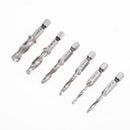 6pcs/set Hex Shank HSS Metric Right Hand Screw Thread Tap Taper Drill Bits