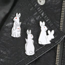Creative White Rabbit Brooch Evil Animal Bunny Enamel Pins Metal Buckle Pin