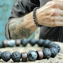 Men Women 8mm Lava Rock Yoga Beads Elastic Natural Stone Charm Wrist Bracelet
