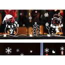Shop Window Glass Background Decor Christmas Snowman and Tree Wall Sticker3C