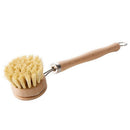 1PC Wooden Long Handle Pan Pot Brush Dish Bowl Washing Cleaning Brush House V7M4