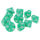 20 Pieces Acrylic Blue Green Multi-sided Dices D10 Die for Party Casino Pub