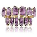 Full Rhinestone Metal Hip Hop Braces 6 Top & Bottom Grill Teeth Grills Set