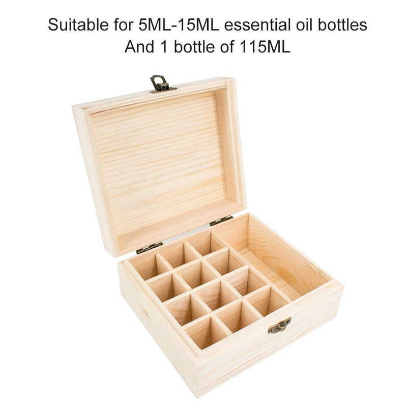13 Slot Essential Oils Wood Wooden Storage Box 5/ 10/15/115ml Bottle Container