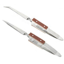 2X(2 X Self Locking Closing Tweezers Straight Curved Tweezer Anvil Wood Gri